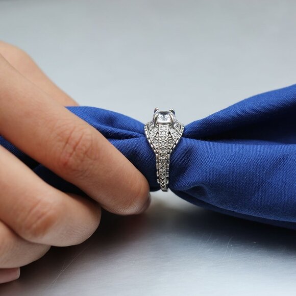 💥 Dainty Zirocn Pattern Carved Silver Vintage Rings for Women, EVGG1600 - Picture 6 of 7